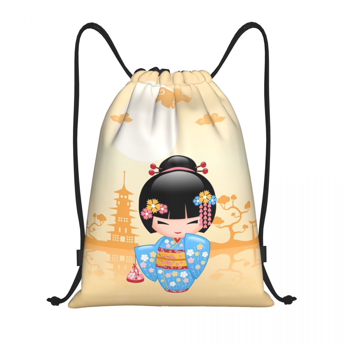 Women Bags Vector - Japonais Maiko Kokeshi poupée cordon sac