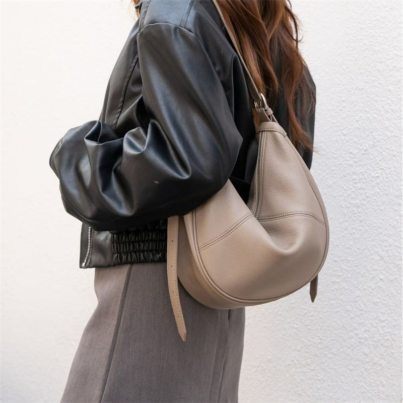 Women Bags Work - Sac Hobo Demi-Lune en Cuir Véritable